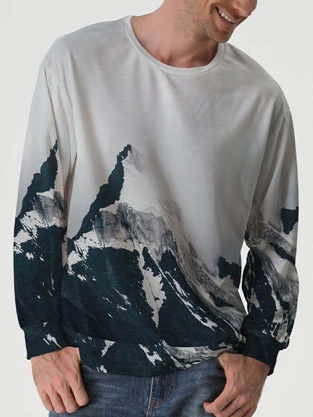 

landscape painting Casual Long Sleeve Sweatshirt, Gray, Hoodies&Sweatshirts