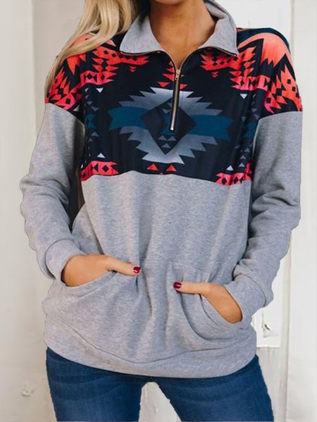 

Loosen Pockets Shirt Collar Simple Shirts & Tops, Gray, Hoodies & Sweatshirts