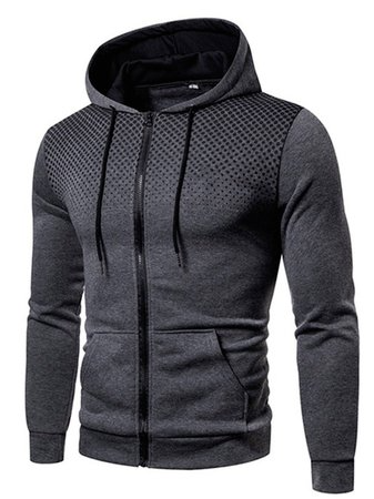 

Sporty Cotton Hooded Long Sleeve Outerwear, Deep gray, Jackets & Coats