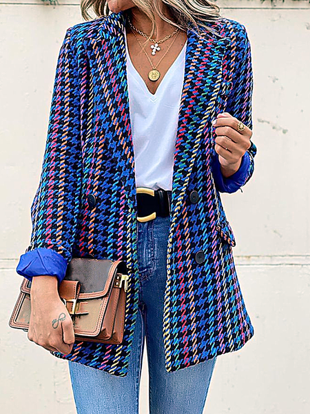 

Long sleeve Elegant Regular fit Lapel Outerwear, Multicolor, Blazers