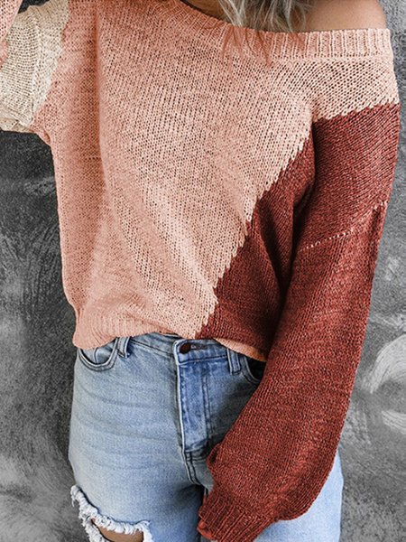 

Vintage Casual Simple Plain Vintage Sweater, Orange, Pullovers