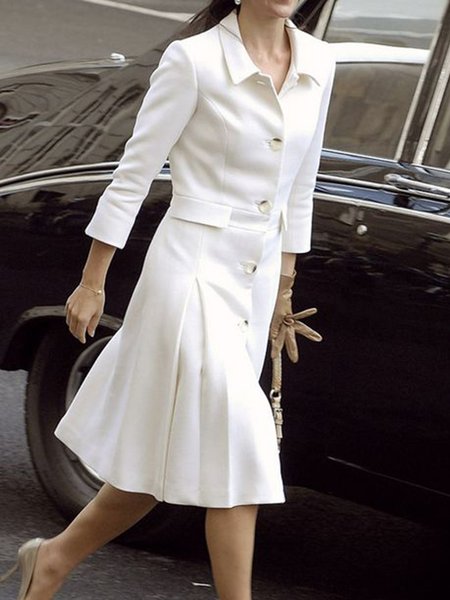 

Lady Regular Fit Lapel Solid Outerwear, White, Blazers