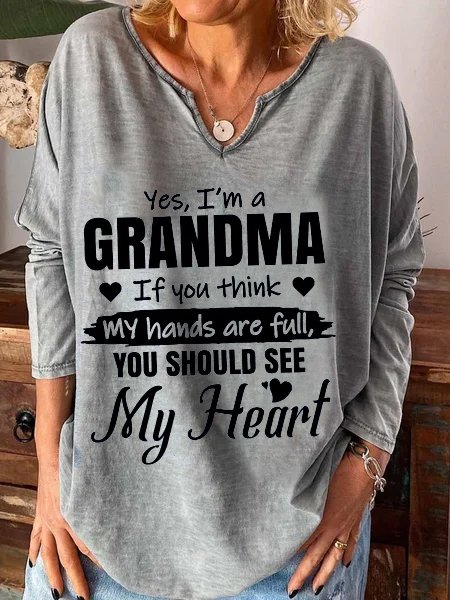 

Letter V Neck Casual Shirts & Tops, Gray, Tops