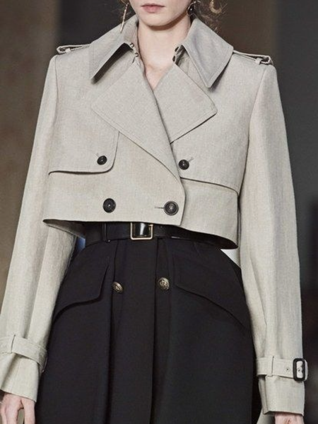 

Fall Plain Trench Non-Stretch Mid-weight Work Formal Date Coats, Khaki, Blazers
