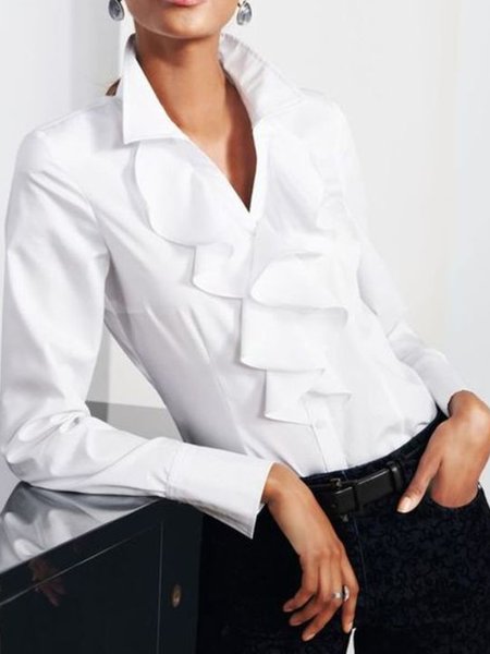 

Regular Fit Lady Shirt Collar Shirt, White, Blouses and Shirts