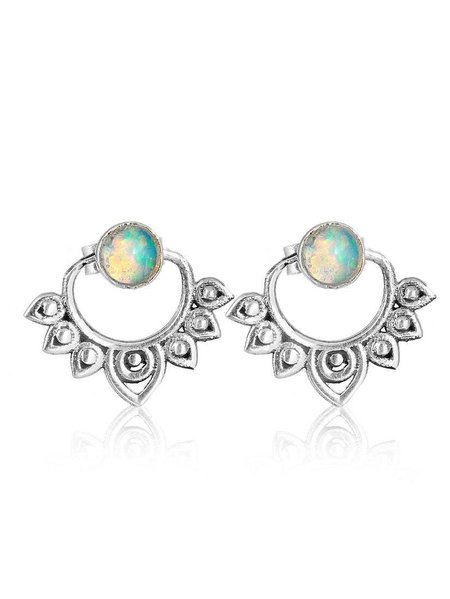 

Vintage Opal Geometric Earrings, As picture, Earrings