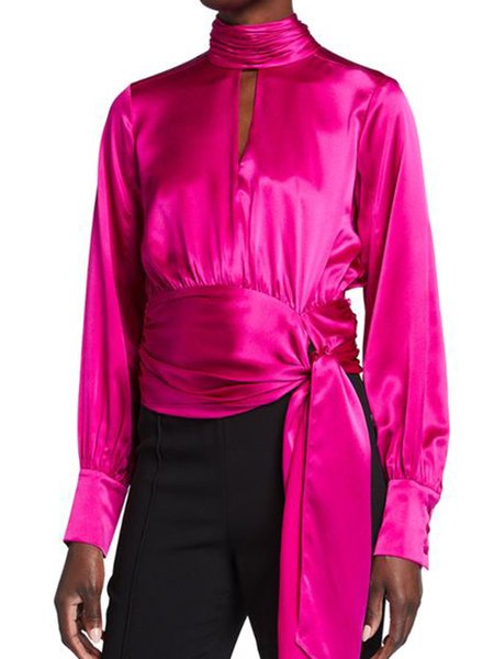 

Sweet Elegant Gorgeous Vintage Stand Collar Top, Rose red, Blouses and Shirts