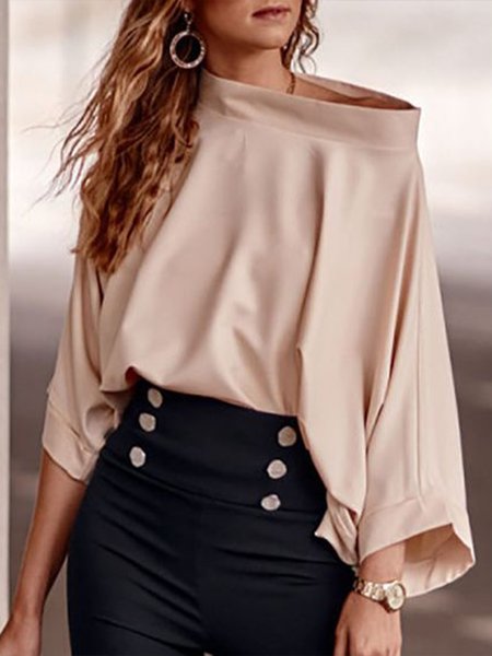 

Solid Elegant Simple Top, As picture, Blouses and Shirts