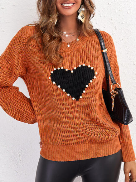 

Casual Geometric Loosen Sweater, Orange, Sweaters & Cardigans