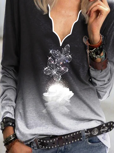 

Floral Shift Casual Cotton-Blend Shirts & Tops, Black, Tees & T-shirts