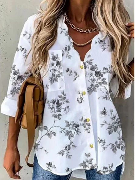 

Floral Cotton Blends Shirts & Tops, White, Shirts & Blouses