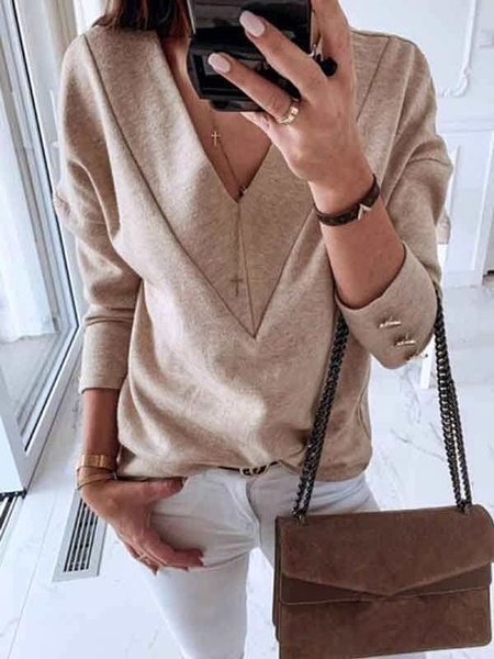 

Plain simple cuff metal buttons Shirts & Tops, Khaki, Tops