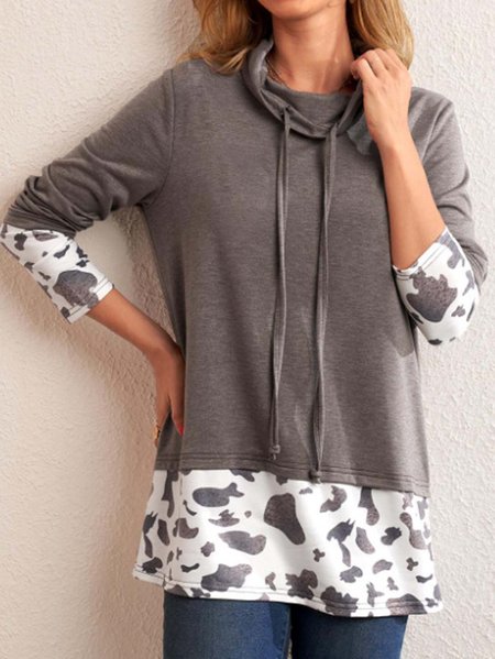 

Cable Casual High Neck Sweatshirt, Gray, Hoodies & Sweatshirts