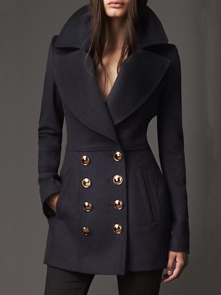 

Long sleeve Lapel Elegant Regular Fit Outerwear, Black, Coats