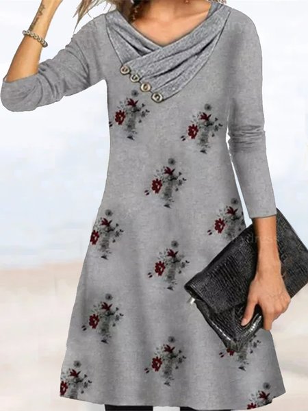 

Slim Fit Dress, Gray, Floral Dresses