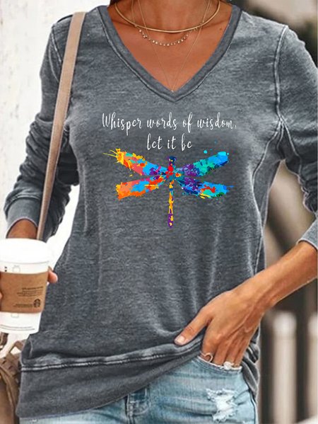 

Dragonfly Animal Casual Sweatshirt, Gray, Long sleeves