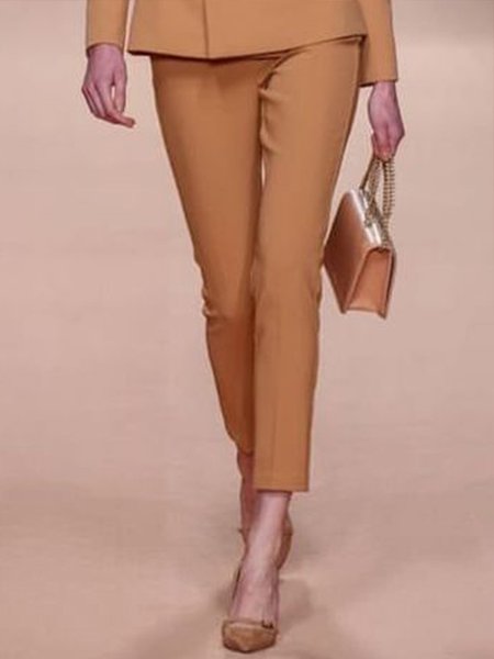 

Simple Vintage Basics Regular Fit Pants, Khaki, Straight Leg Pants