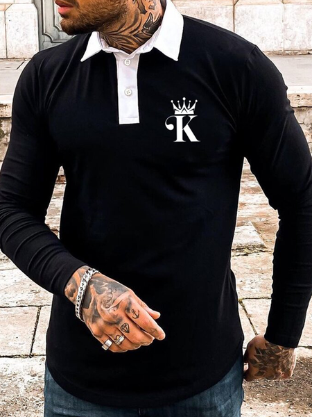 

Cotton Blends Vintage Long Sleeve Shirts & Tops, Black, Men's t-shirts