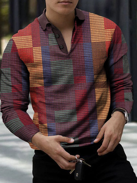 

Long Sleeve Printed Vintage Polos, Multicolor, Polos