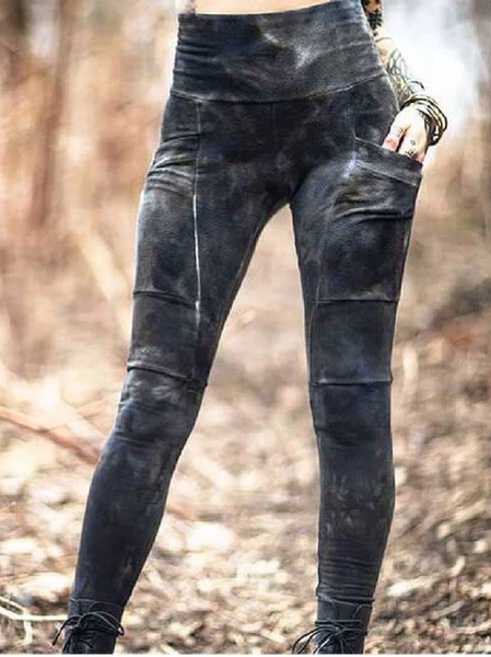 Skinny Tie Dye Pants, As picture, Leggings
