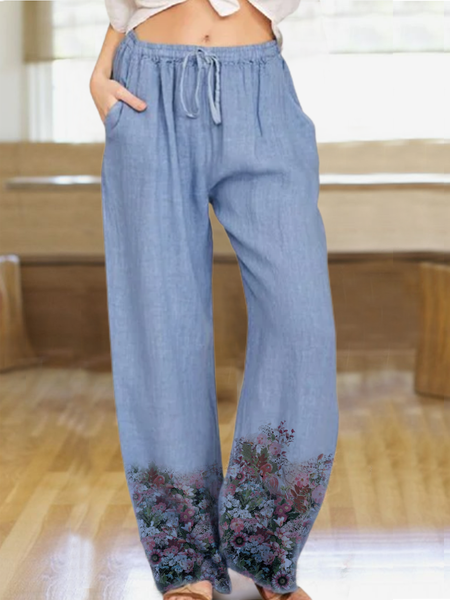 

Household Daily Vintage Casual Pants, Blue, Pants