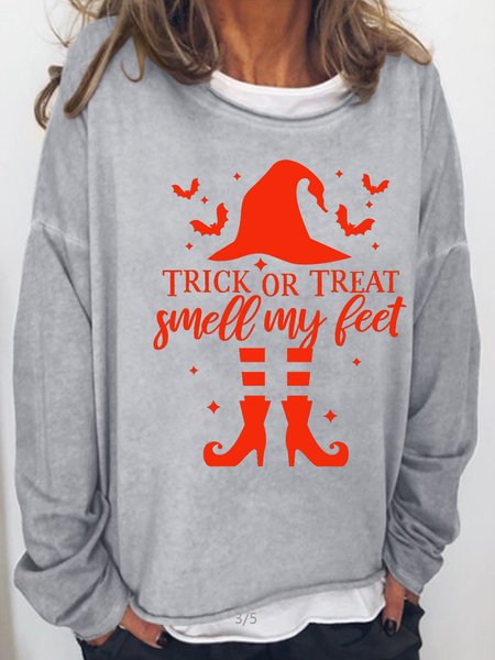 

Trick Or Treat, Smell My Feet Halloween Casual Sweatshirt, Light gray, Hoodies&Sweatshirts