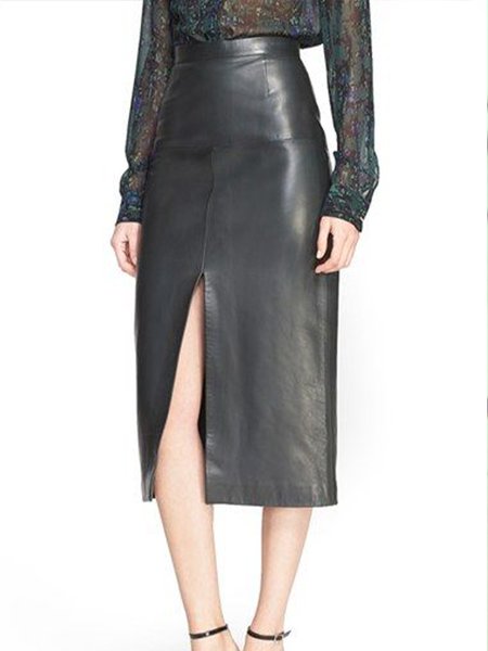 

Casual Solid Skirts, Black, Midi Skirts