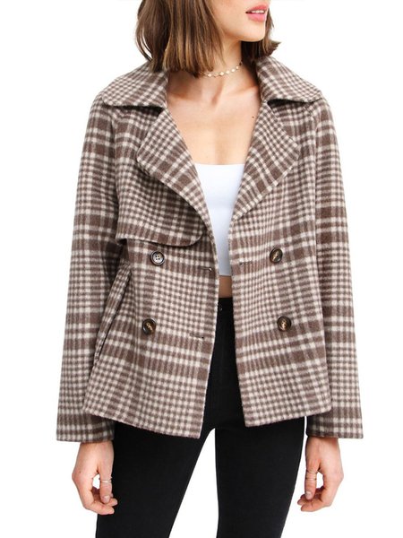 

Loosen Flat Collar Buttoned Outerwear, Coffee, Coats