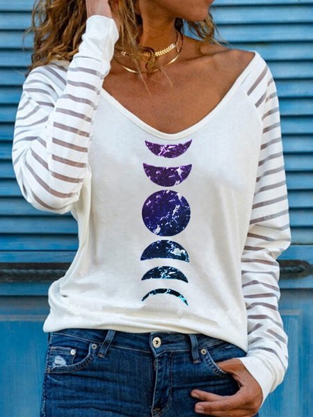 

Casual V Neck Shirts & Tops, White, Tops