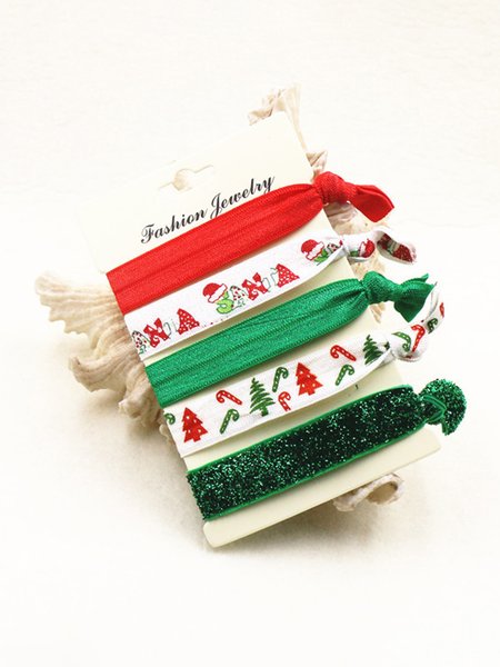 Christmas Print Hair Tie 5 Pieces, Hats & Headwear