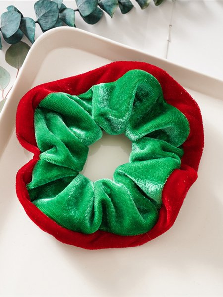 

Christmas Color Block Suede Hair Tie, Green, Headdress