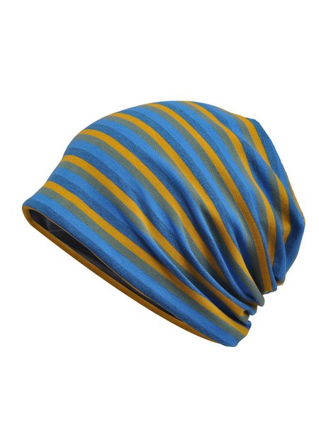

Simple Striped Silver Fox Fur Warm Hat, Deep blue, Hats