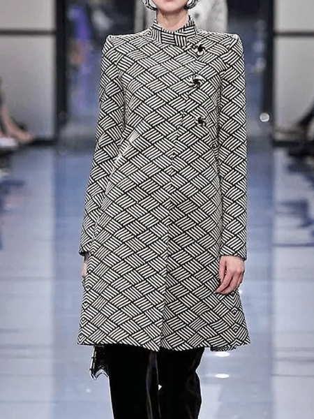 

Fall Loosen Non-Stretch Md-long Formal Date Long sleeve Elegant Simple Outerwear, As picture, Coats