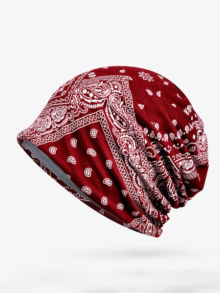 

Personalized Ethnic Printed Warm Hat, Wine red, Hats
