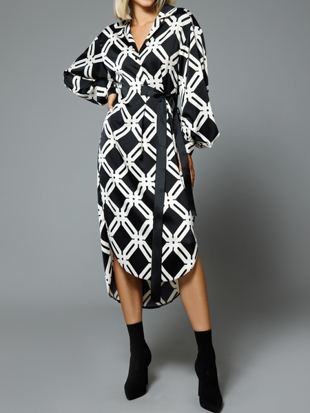 

Fall Simple Work Formal Date Mid-weight A-line Dresses, As picture, Midi Dresses