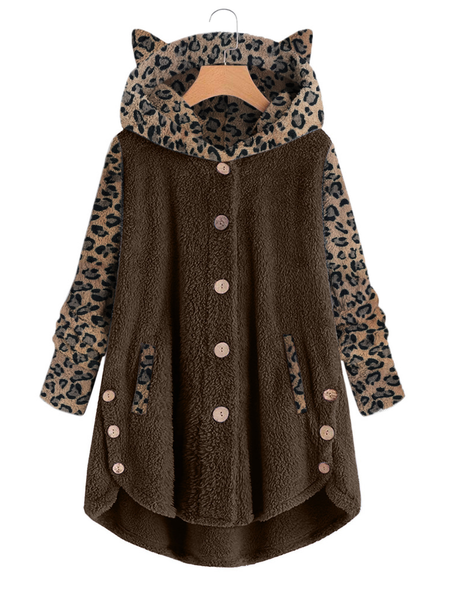 

Imitation Cashmere Casual Hooded Outerwear, Coffee, Outerwear