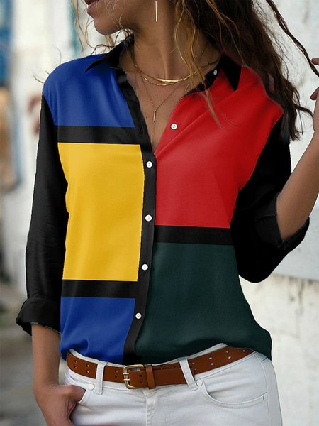 

Casual Buttoned Buttoned Shirts & Tops, Multicolor, Shirts & Blouses