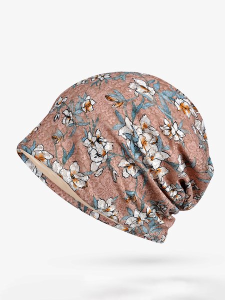 

National Style Floral Lace Warm Hat, Pink, Women Hats