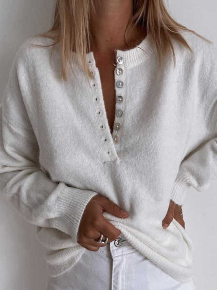 

Loosen Acrylic V Neck Sweater, White, Sweaters & Cardigans