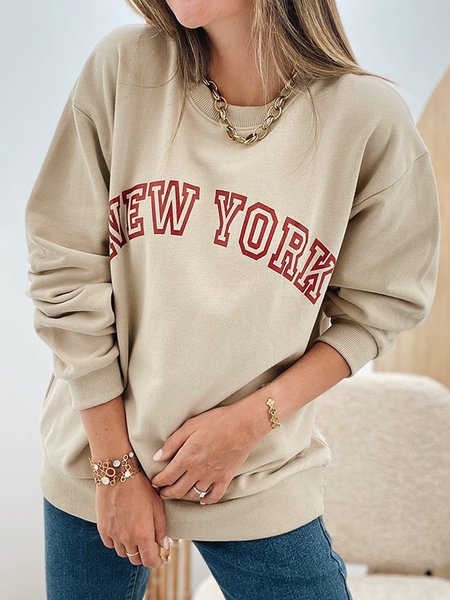 

Casual Round Neck Loosen Sweatshirt, Apricot, Hoodies & Sweatshirts