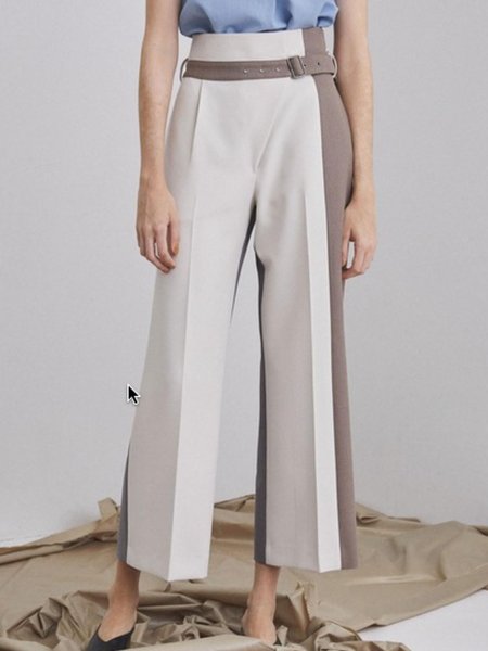 

Long Elegant Work Plain Pants, As picture, Wide Leg Pants