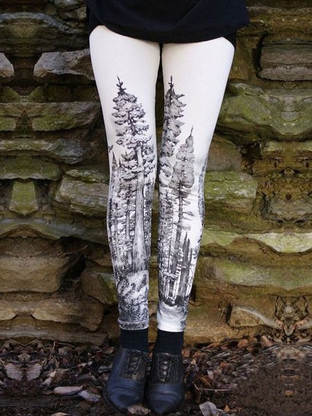 

Printed Pants, White, Leggings