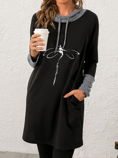 

Animal Casual Loosen Knitting Dress, Black, Casual Dresses