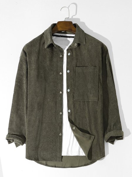 

Shirt Collar Long Sleeve Casual Shirts & Tops, Green, Men's shirts