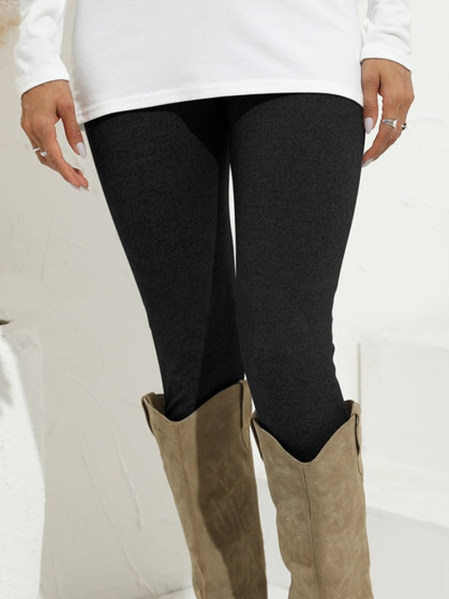 

Cotton Blends Regular Fit Pants, Black, Leggings