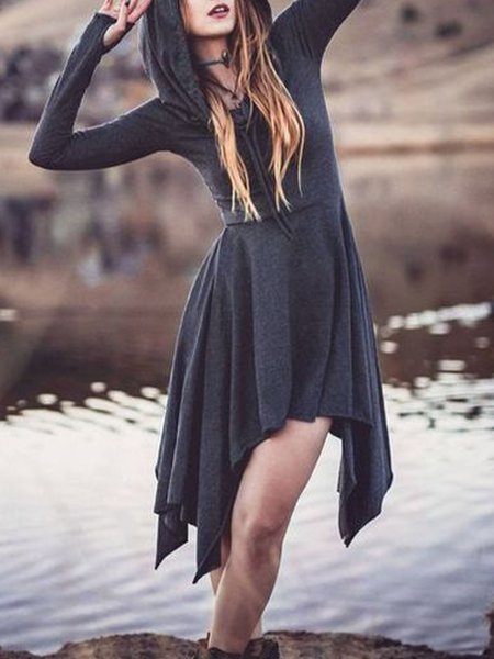 

Hooded Regular Fit Halloween Mini Dress, Deep gray, Midi Dresses