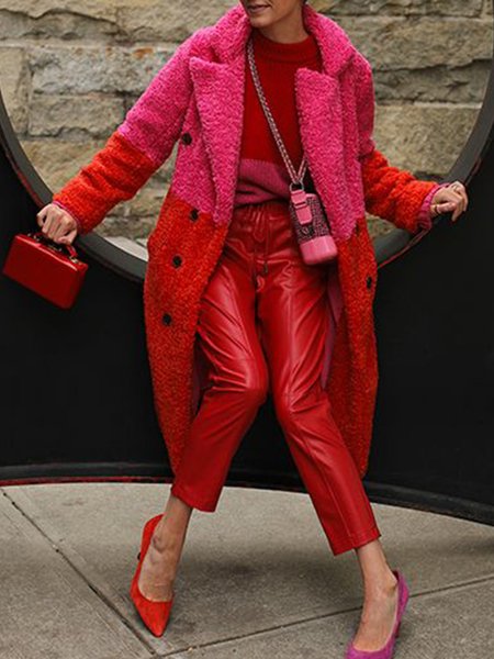 

Long Sleeve Lady Lapel Solid Outerwear, As picture, Coats
