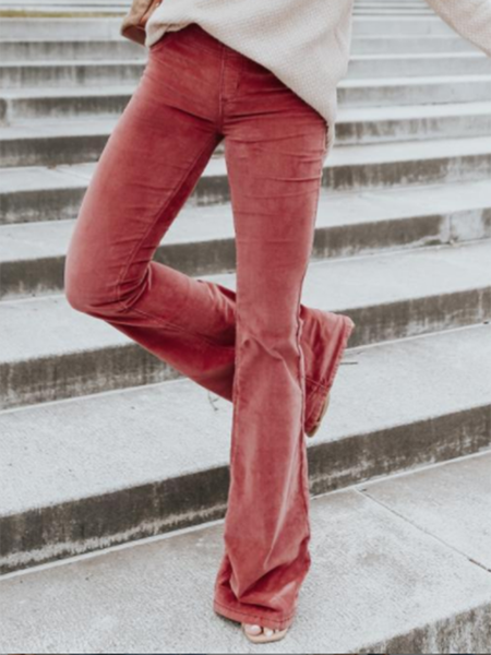 

Regular Fit Casual Solid Pants, Brick red, Pants