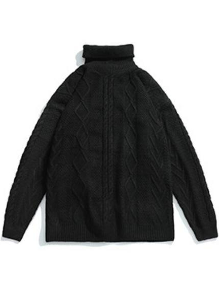 

High Neck Casual Cotton Men's Sweater, Black, Men's Sweater