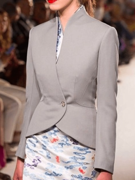 

Fall Plain Lady Mid-weight Work Formal Elegant Lady Outerwear, As picture, Blazers